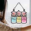 Flower Mason Jar Mom Grandma Great Grandma - Personalized Window Hanging Suncatcher Ornament