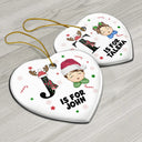 Christmas Monogram Letter Kids - Personalized Combo Heart Ceramic Ornament