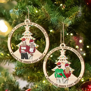 Gift For Couples - Christmas Couple Figuring Out Dinner - Personalized Wooden Cutout Ornament