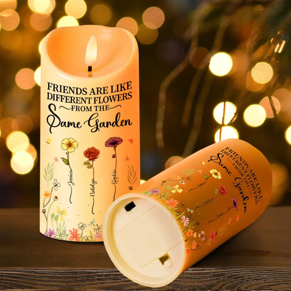 Gift For Bestie - Birth Flower Grow An Old Friend - Personalized Flameless LED Candle