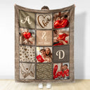 Custom Photo Couple Names Blanket - Personalized Fleece Blanket, Sherpa Blanket