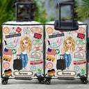 Travel,Gift For Yourself,Happy - Travel Sticker Just A Girl Who Loves Traveling - Personalized Clear Luggage Cover