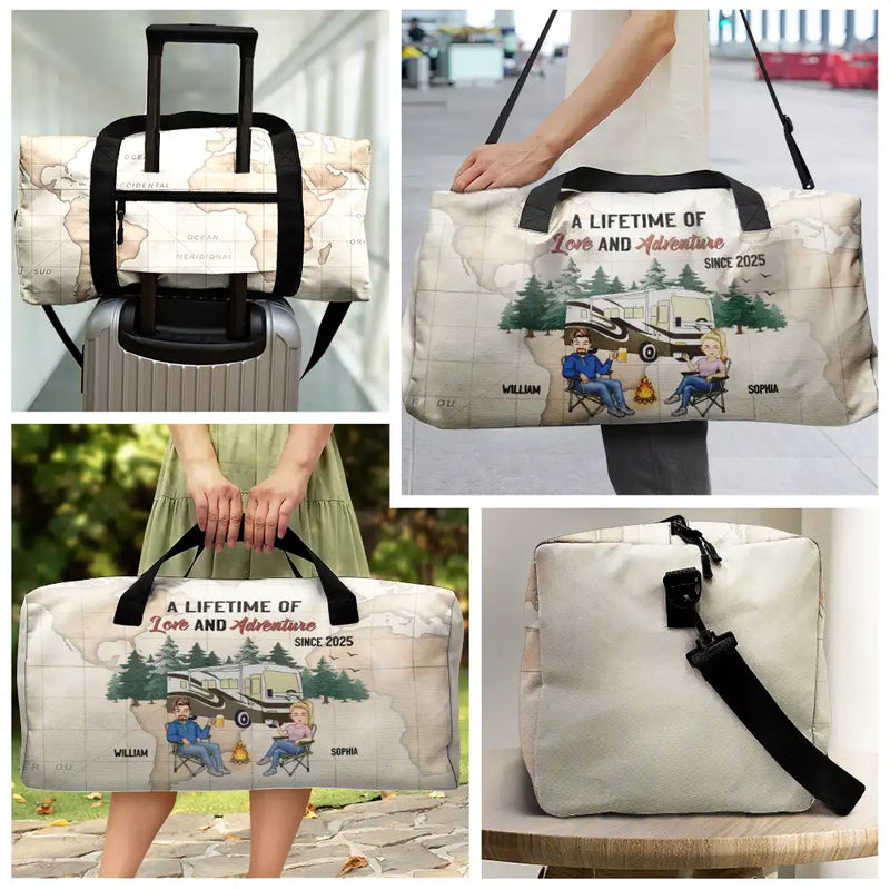 Travel,Camping,Gift For Couples,Gift For Husband,Gift For Wife,Gift For Boyfriend,Gift For Girlfriend,Happy - Camping Couple A Lifetime Of Love & Adventure - Personalized Duffle Bag