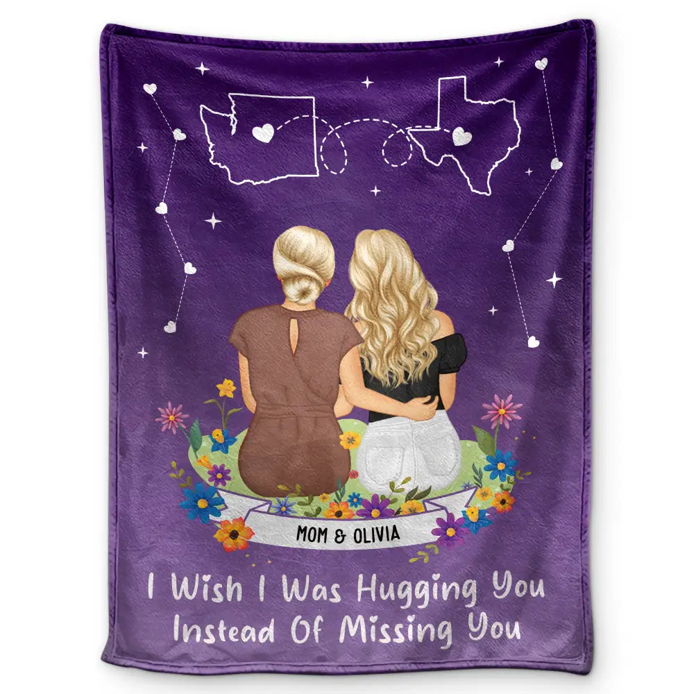 Gift For Mother, Mom - Daughters (Adult), Gift For Daughter, Long Distance, Love - Instead Of Missing You - Personalized Fleece Blanket, Sherpa Blanket