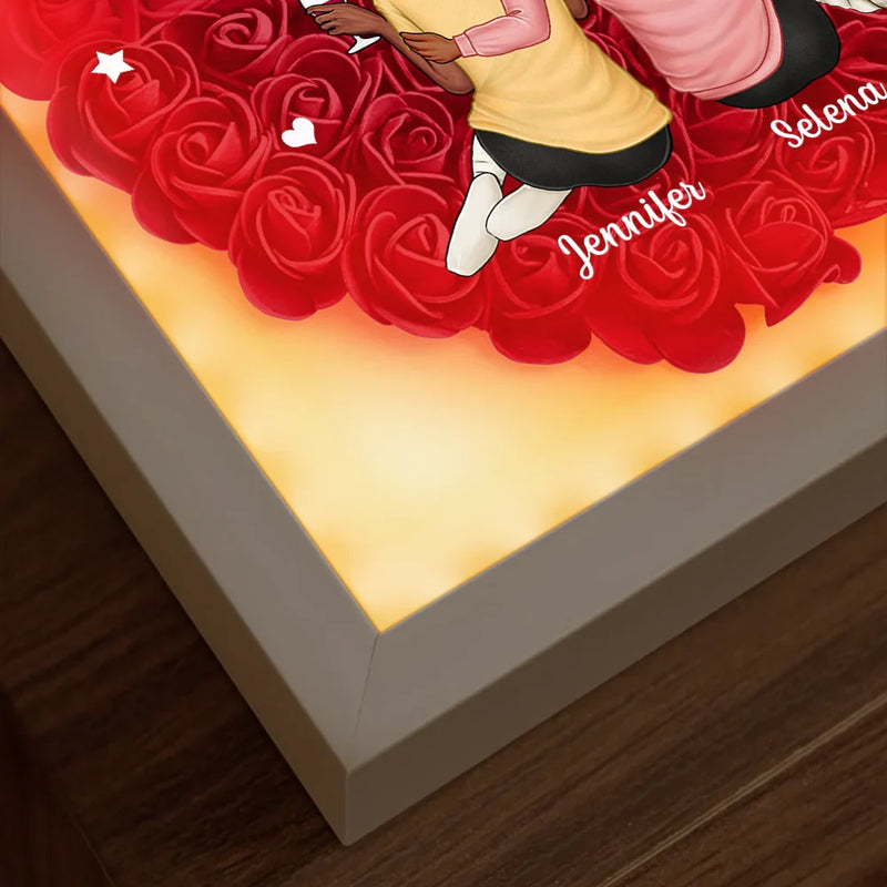 Gift For Bestie,Gift For Women  Besties Forever Our Friendship Is Endless - Personalized LED Light Flower Shadow Box
