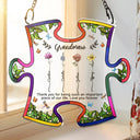 Gift For Grandma,Love - Important Piece Of My Life Grandma Birth Flower - Personalized Window Hanging Suncatcher Ornament