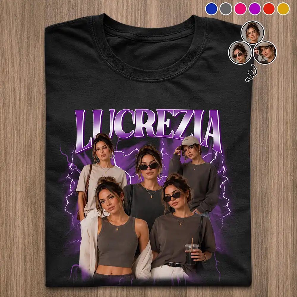 Custom Photo, Art Design, Gift For Couples, Humorous, Photo Collage - Custom Photo Collage Portrait Vintage Bootleg Shirt - Personalized T Shirt