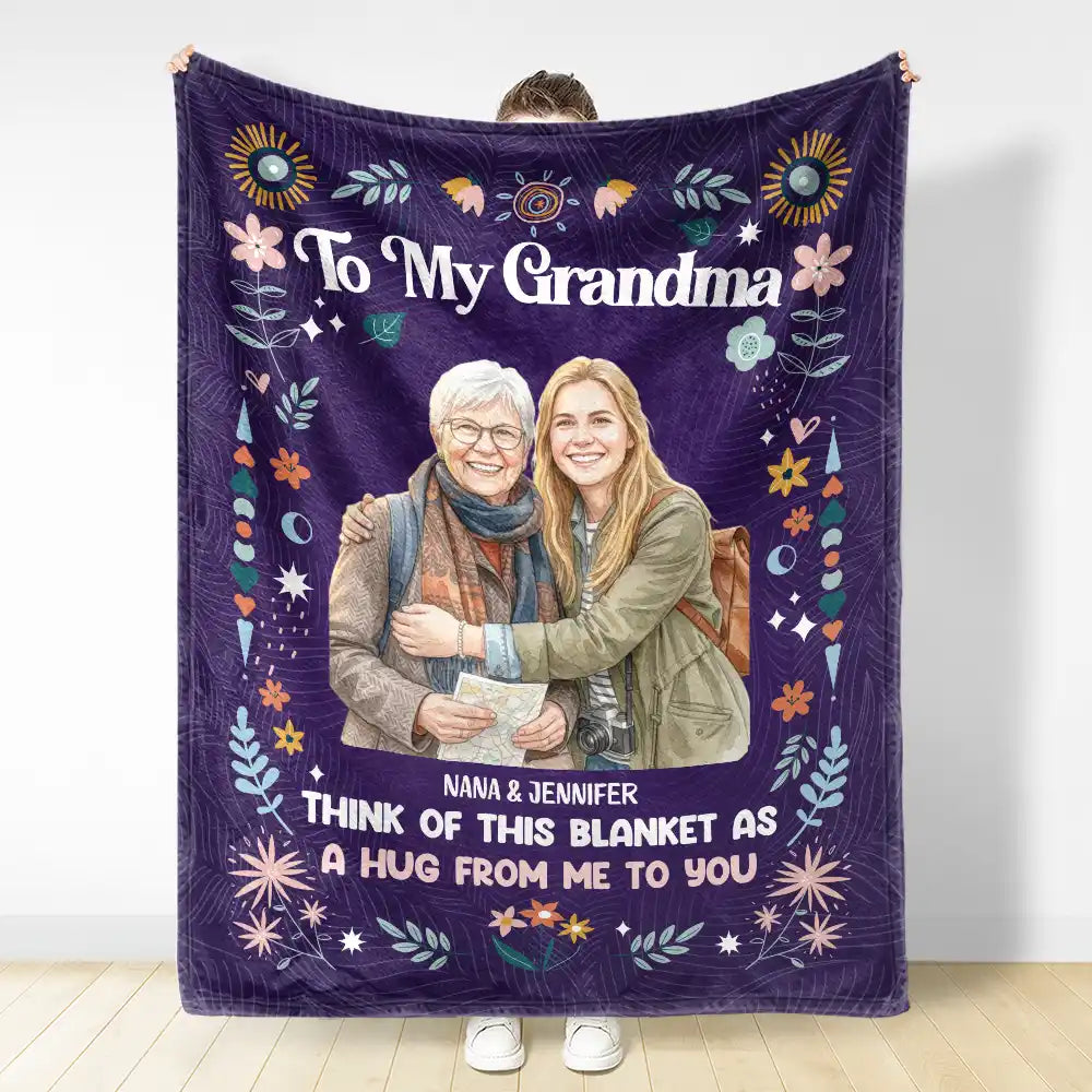 Art Design, Gift For Cousin, Christmas, Gift For Sister, Gift For Sibling, Custom Photo, Cozy, Photo - Watercolor - Remove BG - Custom Photo Realistic Watercolor Art Think Of This Blanket As A Hug - Personalized Fleece Blanket, Sherpa Blanket