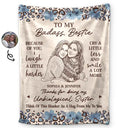 Grateful,Art Design,Gift For Bestie,Christmas,Photo - Ink Drawing - Custom Photo Ink Drawing Thanks For Being My Unbiological Sister - Personalized Fleece Blanket, Sherpa Blanket