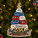 Independence Day,America 250th,Christmas,Proud,Family,Custom Text - Stars And Stripes Christmas Together We Make A Family Tree - Personalized Custom Shaped Acrylic Ornament