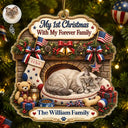 Independence Day,Art Design,America 250th,Playful,Christmas,Pet Lovers,Photo - Sleeping Dog Cat Baby - Custom Photo Sleeping Angel Adorable Dog Cat First Christmas With My Forever Family - Personalized Custom Shaped Acrylic Ornament