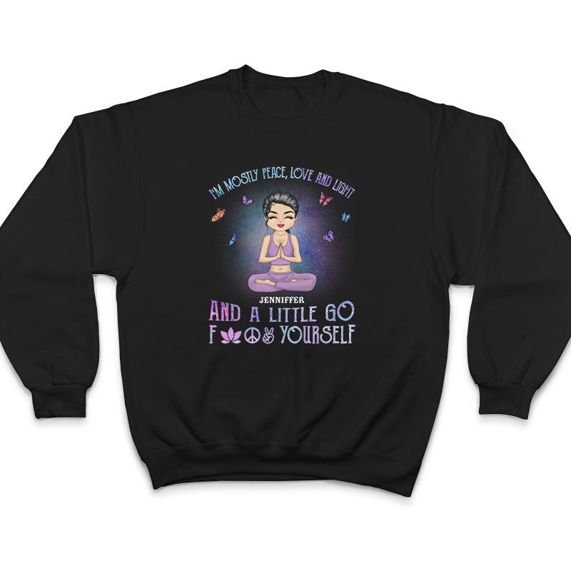 Yoga Chibi Girl I'm Mostly Peace Love Light - Personalized Custom T Shirt