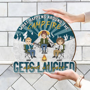 Camping Gets Laughed About All Year - Gift For Bestie - Personalized Custom Shaped Wood Sign