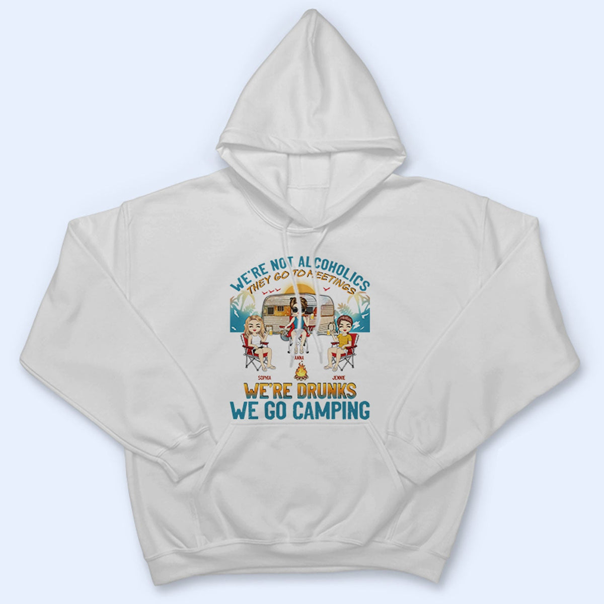 Beach Camping We're Drunks - Gift For Bestie - Personalized Custom T Shirt