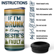 Camping If I'm Drunk - Gift For Bestie - Personalized Custom 4 In 1 Can Cooler Tumbler