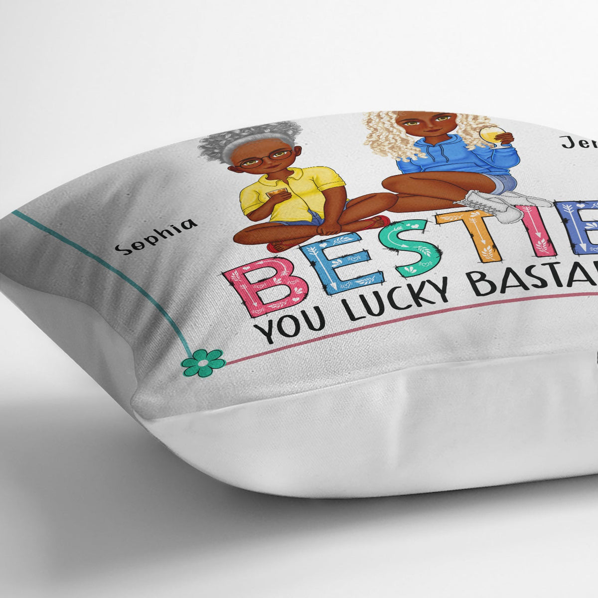 Flower Bestie Congrats On Being My Bestie - Gift For Bestie - Personalized Pillow