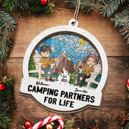 Camping Partners For Life - Christmas Gift For Couples - Personalized Suncatcher Ornament