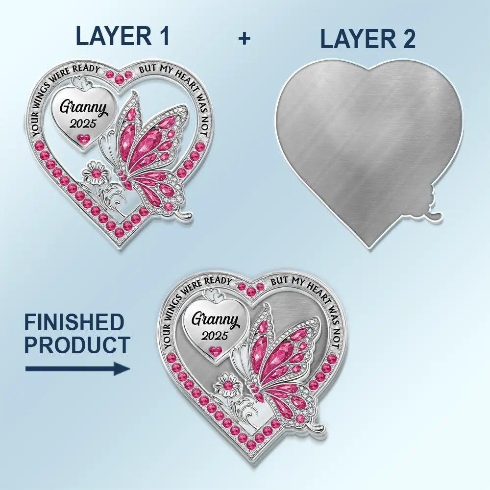 Memorial,Family,Gift For Men,Gift For Women,Sad - Memorial Your Wings Were Ready 3D Effect - Personalized Custom Shaped Acrylic Car Visor Clip