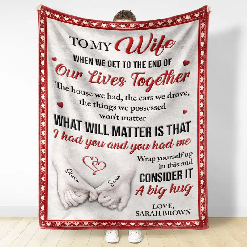 Top Market,Gift For Couples,Old Couples,Gift For Women,Gift For Men,LGBT,Love - 3D Effect Holding Hands Couple I Wish I Could Turn Back The Clock - Personalized Fleece Blanket, Sherpa Blanket