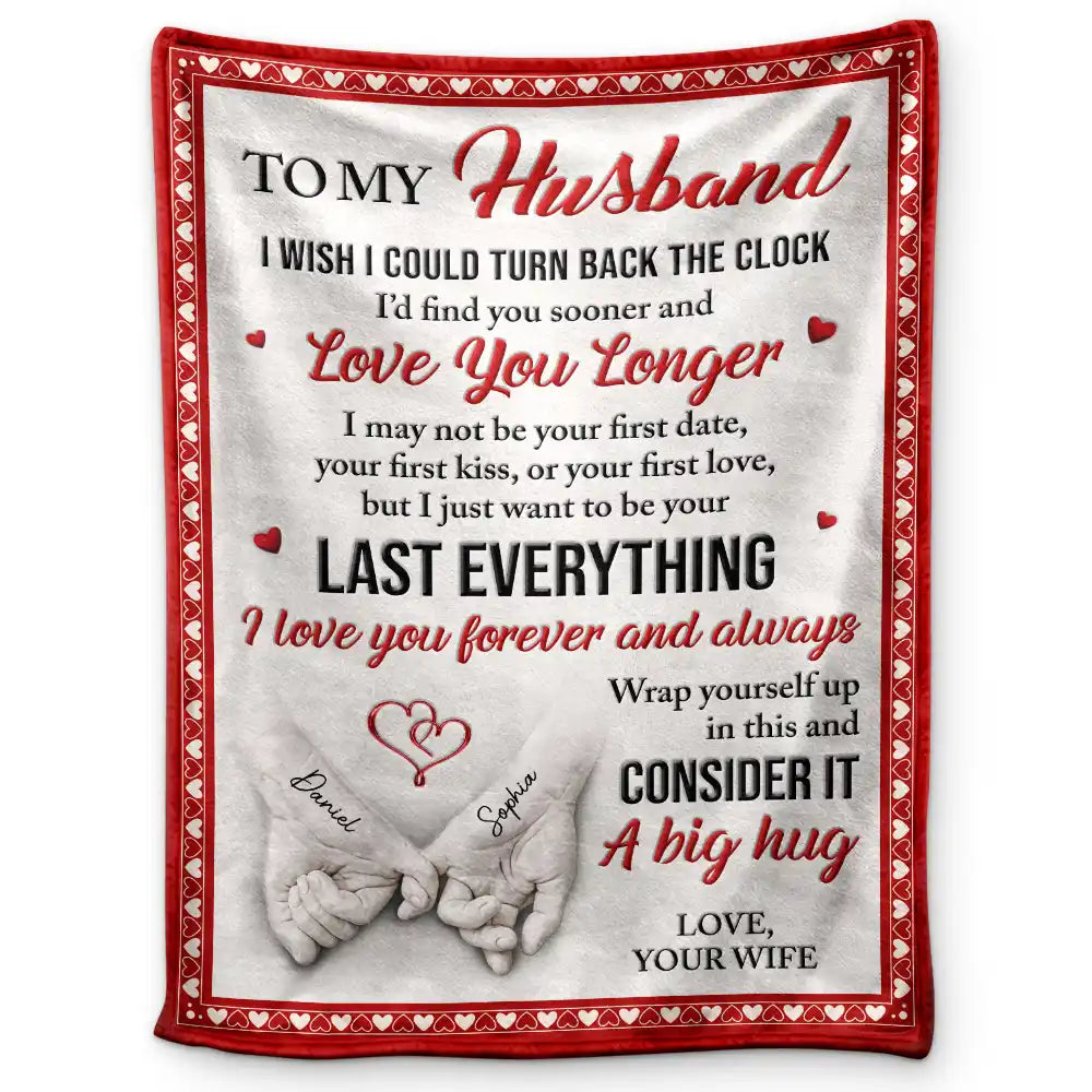 3D Effect Holding Hands Couple I Wish I Could Turn Back The Clock - Personalized Fleece Blanket, Sherpa Blanket