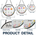 Gift For Grandma,Gift For Women,Happy,Top Market - Crystal Effect Birth Flower Grandkids Make Life More Grand - Personalized Stained Glass Window Hanging Suncatcher