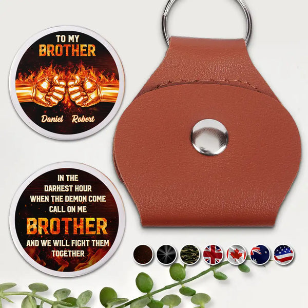 Gift For Men,Gift For Brothers,Independence Day,Happy - 3D Metal Effect In The Darkest Hour Call On Me Brother - Personalized Leather Pocket Hug