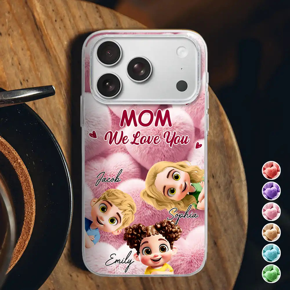 Realistic 3D Furry Effect Grandma Mom We Love You - Personalized Clear Phone Case