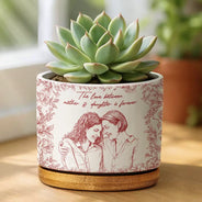 Gift For Daughter,Mom - Daughters (Adult),Mom - Daughters (Young),Love,Gift For Mother,Photo - Pencil Sketch - Custom Photo Pencil Sketch The Love Between Mother & Daughter Is Forever - Personalized Ceramic Plant Pot