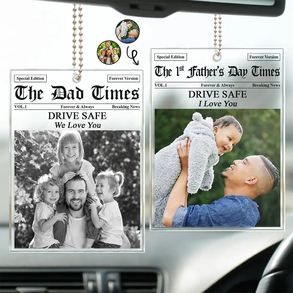 Custom Photo The Father's Day Times - Personalized Acrylic Car Hanger