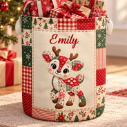 Adorable,Gift For Kids,Icon - Gift For Kids - Personalized Patchwork Animal And Name Laundry Basket, Storage Basket