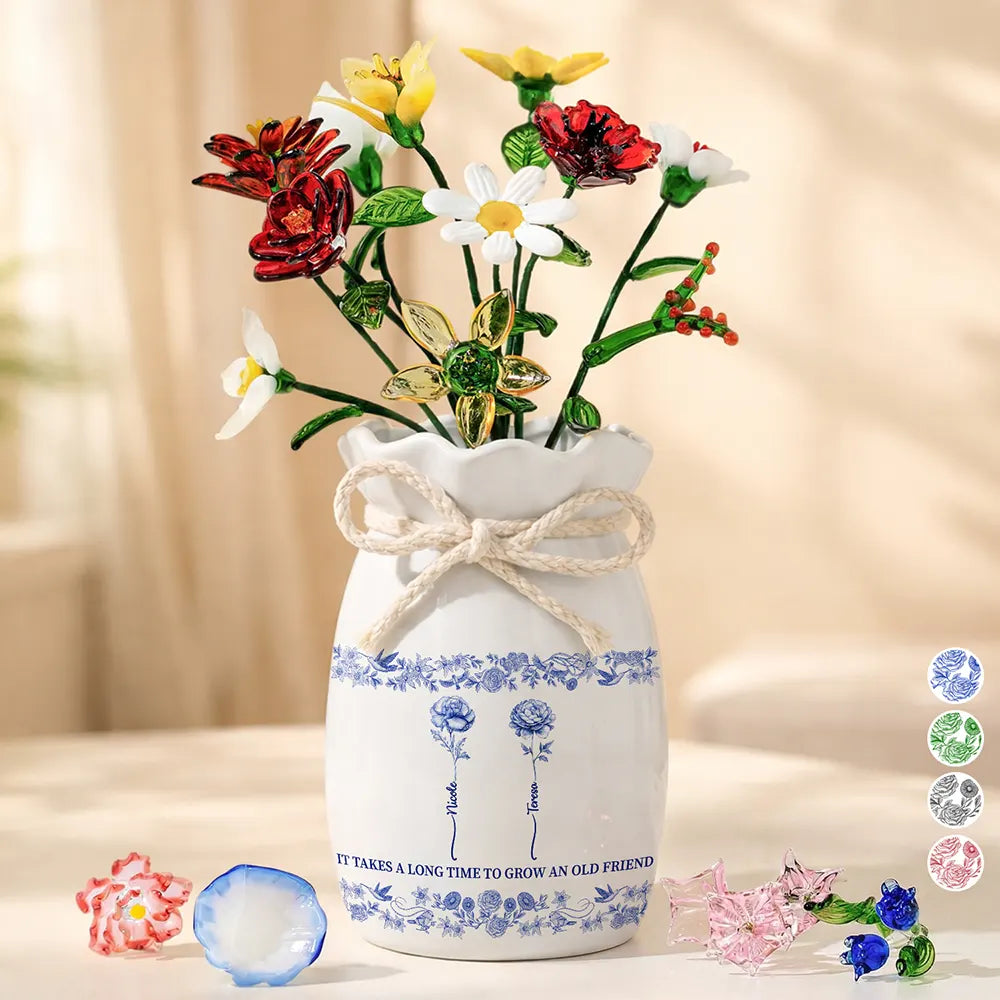 Take A Long Time To Grow Old Friend - Personalized Glass Birth Month Flower