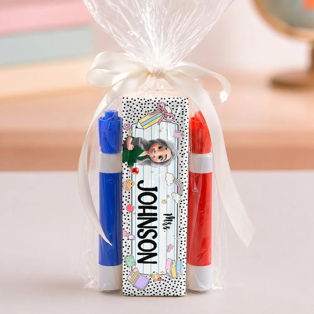 Back To School,Teacher,Proud,Vector - Teacher Appreciation Custom Name - Personalized Whiteboard Eraser & Marker Set