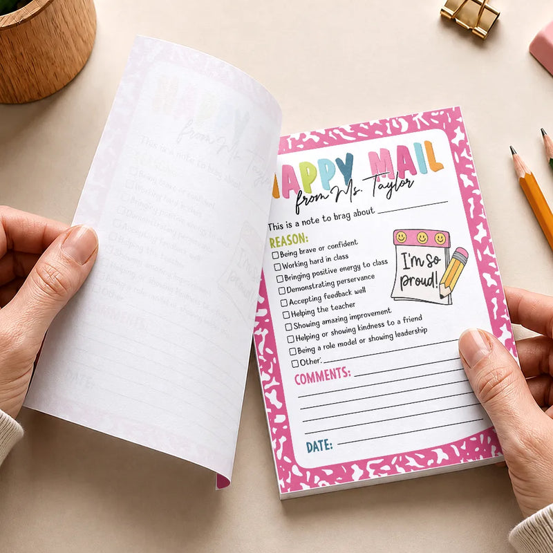 Top Market,Sentimental,Teacher,Back To School,Custom Text - Teacher Happy Mail Classroom - Personalized Notepad