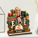 Back To School, Top Market, Teacher, Inspirational, Vector - Teacher Is Dedicated Motivated And Loving - Personalized Custom Shaped 2-Layered Wooden Plaque