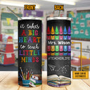 Teacher It Takes A Big Heart Custom Skinny Tumbler