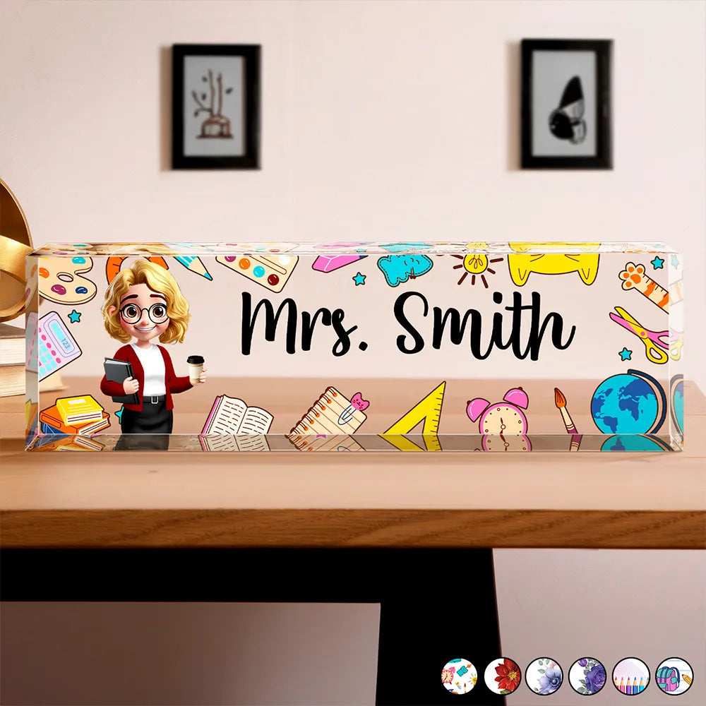 Teacher Name Plate Office Decor - Personalized Desk Name Plate