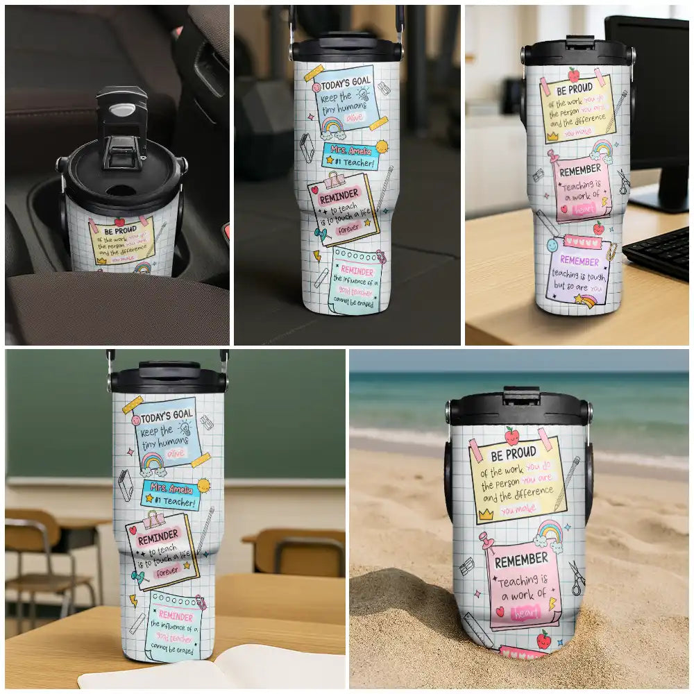Teacher,Back To School - Teacher Reminder Notes - Personalized 30oz Tumbler With Handle