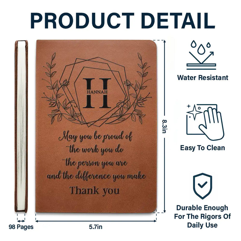 Teacher,Back To School - Teacher Thank You For Making A Difference - Personalized Leather Journal