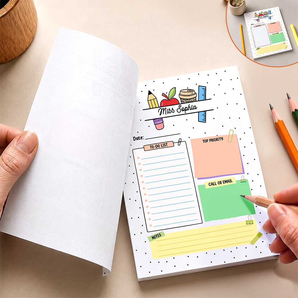 Teacher,Custom Text,Happy - Teacher To Do List - Personalized Notepad