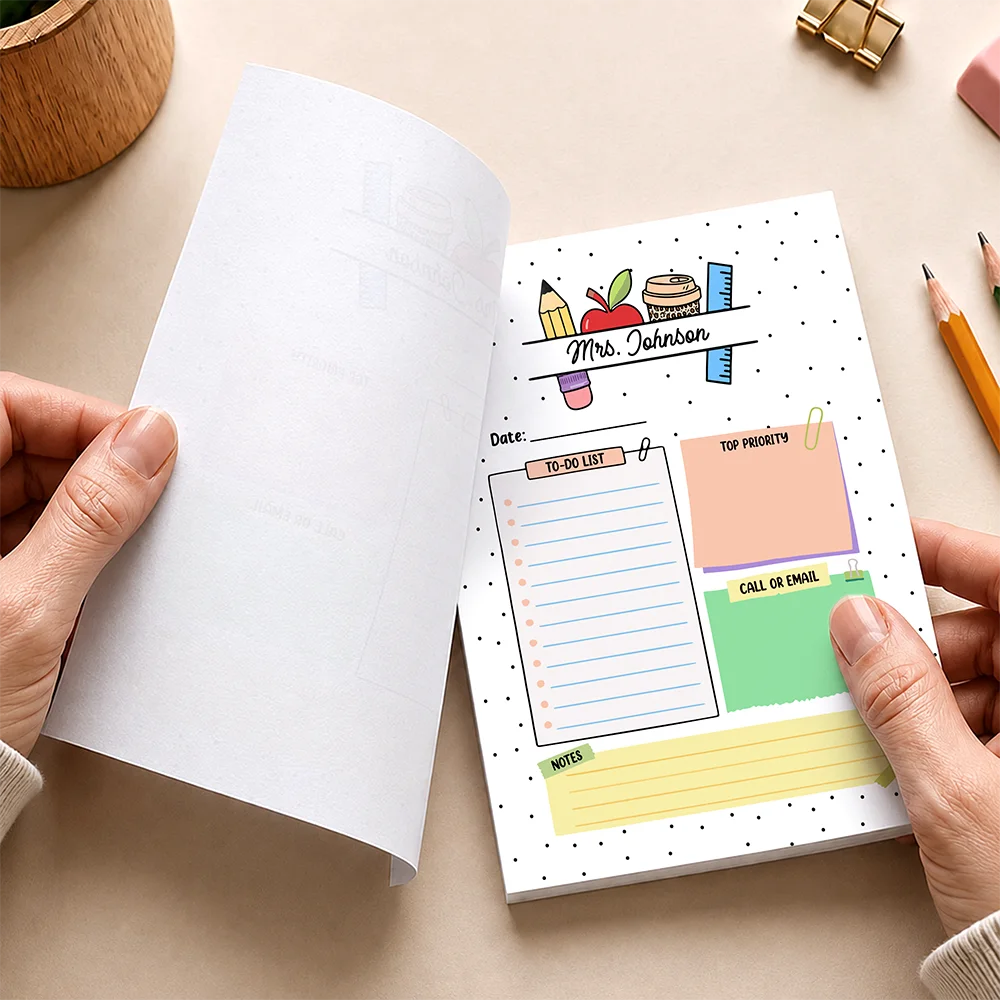 Teacher,Custom Text,Happy - Teacher To Do List - Personalized Notepad