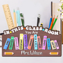 Teacher, Happy - Teacher You Are Kind Creators Special Important Trusted Unique Smart - Personalized Wooden Pen Pencil Holder