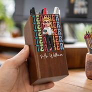 Grateful, Teacher, Back To School, Vector - Teaching Is A Heartfelt - Personalized Pen Holder With Clock