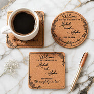 Grateful, Gift For Couples, Wedding, Custom Text - Thank You For Joining Us Couple Wedding - Personalized Cork Coaster