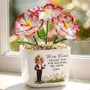 Back To School,Teacher,Grateful,Vector - Thank You Teacher For Helping Me Grow - Personalized Glass Flower Plant Pot