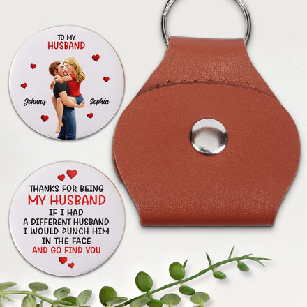 Thanks For Being My Husband - Personalized Leather Pocket Hug