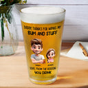 Gift For Father,Happy,Dad - Children - Thanks For Wiping My Stuff - Personalized Beer Glass
