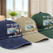 Retirement, Camping, Gift For Yourself, Happy - The Legend Has Retired Camping - Personalized Vintage Washed Denim Cap