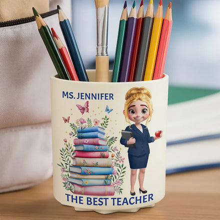 The Best Teacher - Personalized Rotating Pen Holder