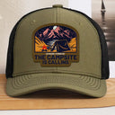 Camping,Gift For Men,Dad's Hobby,Gift For Husband,Gift For Boyfriend,Gift For Yourself,Campsite - The Campsite Is Calling - Personalized Leather Patch Hat