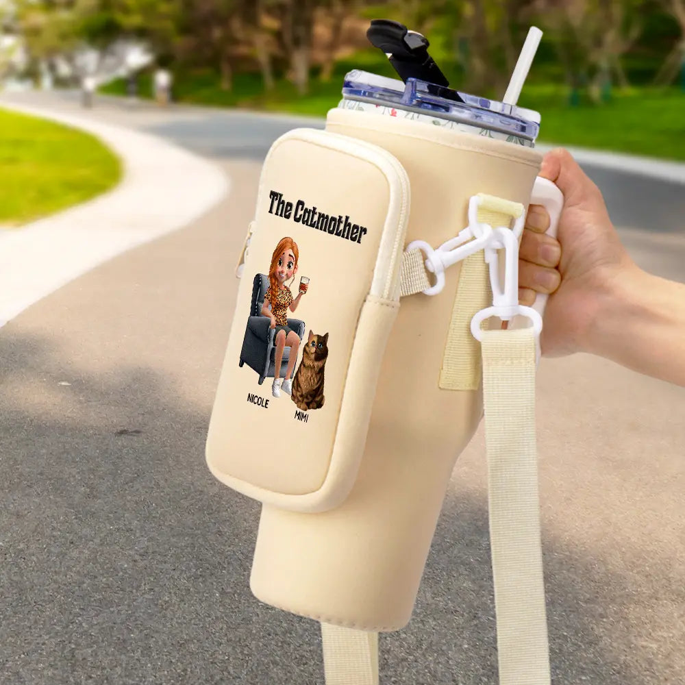 Pet Lovers, Pet Mom, Cat Lovers, Cat Mom, Happy - The Catmother - Personalized Bottle Carrier Bag